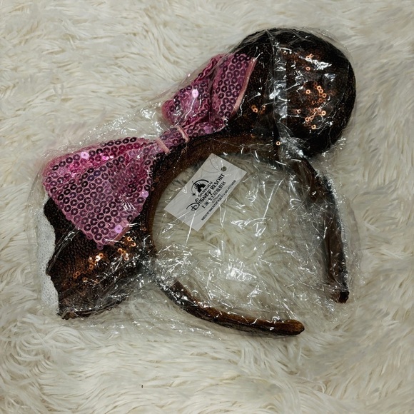 Disney Parks Chocolate Mickey Mouse Ice Cream Bar Bow Sequin Ears Headband NWT - Picture 4 of 11